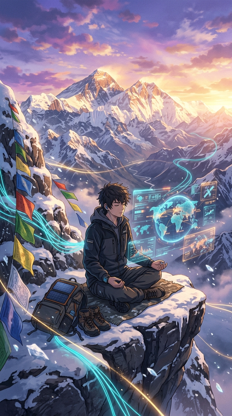 Himalayan Mountain Summit Connected to the World